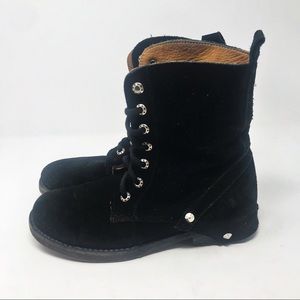 Bed Stu Welt Black Suede Leather Lace Up Boots